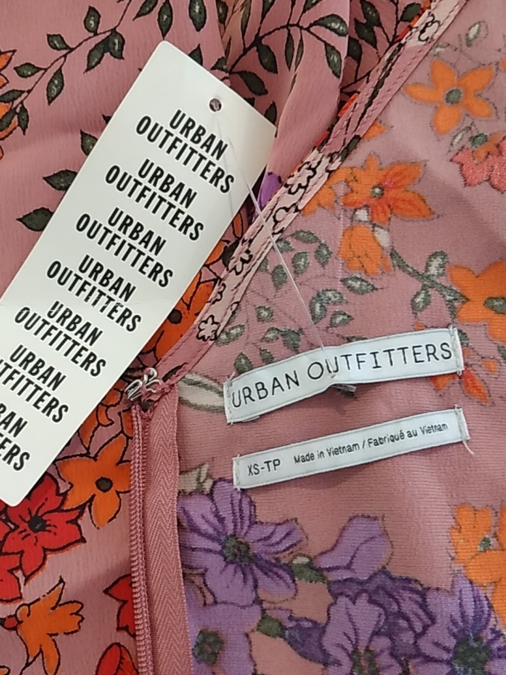 Urban Outfitters Mauve Floral Midi Dress, Orange & Purple Blooms Sexy Coquette - Picture 6 of 8
